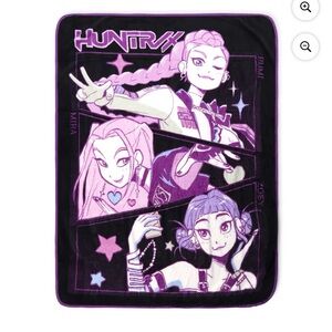 KPOP Demon Hunters Huntrix Pop Stars Kids Throw Blanket, Black & Purple